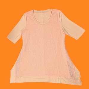 Soft Surroundings Women's Tunic Medium Orange Lace Overly Boho Blouse Preowned